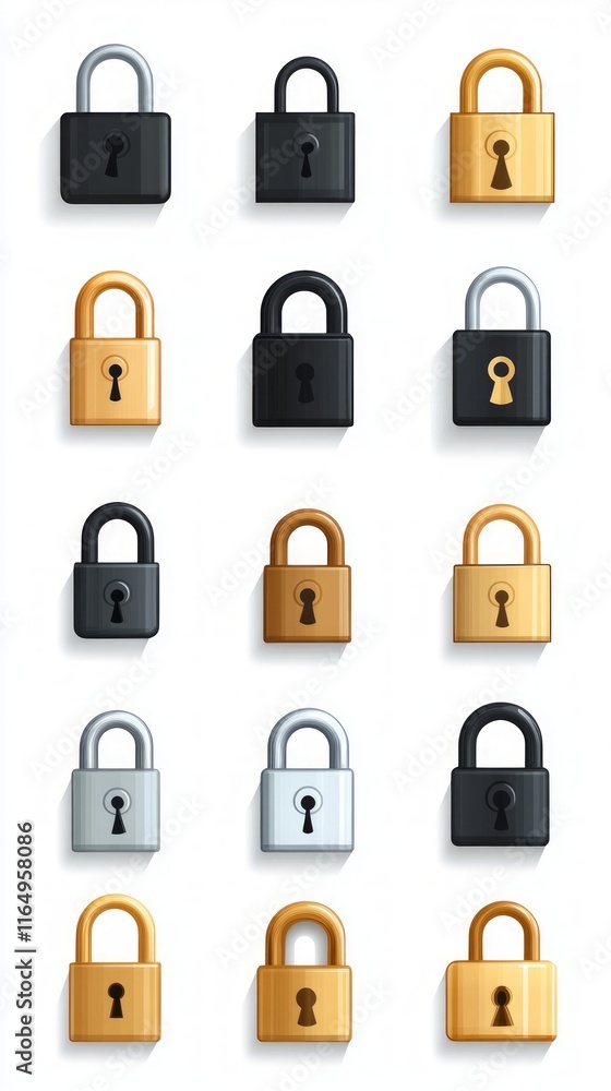 Collection of Colorful Padlocks - Security Icons Collection of Colorful Padlocks - Security Icons