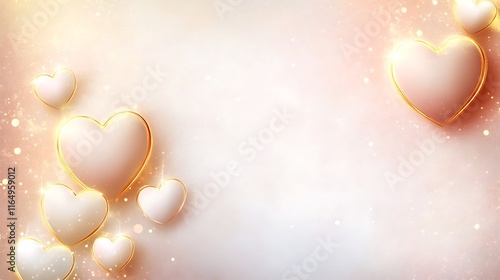 Golden Hearts Sparkling Romantic Valentine Background photo