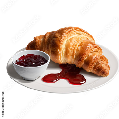 food croissant with jam isolated