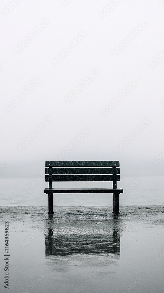 Empty bench under a rainy sky Empty bench under a rainy sky