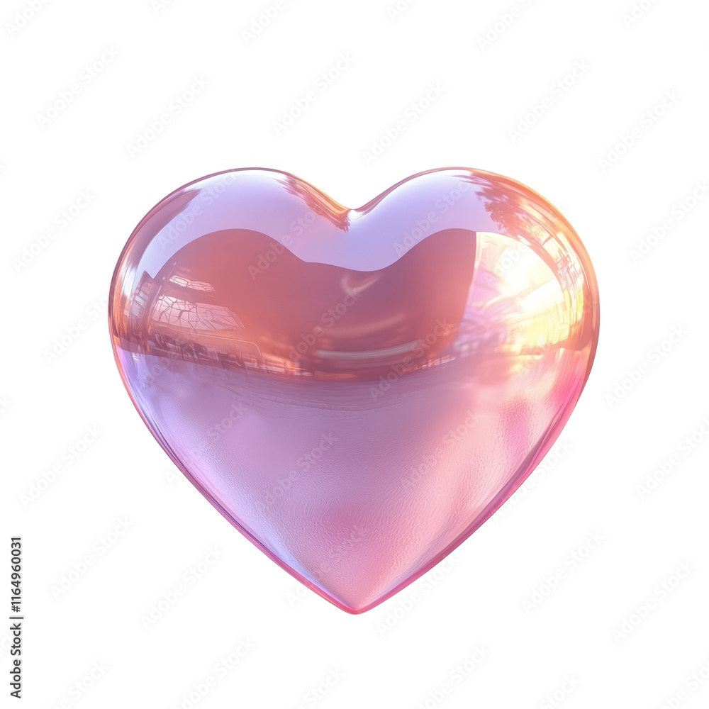 Shiny Pink Heart Shape with Glossy Surface and Soft Reflections Shiny Pink Heart Shape with Glossy Surface and Soft Reflections