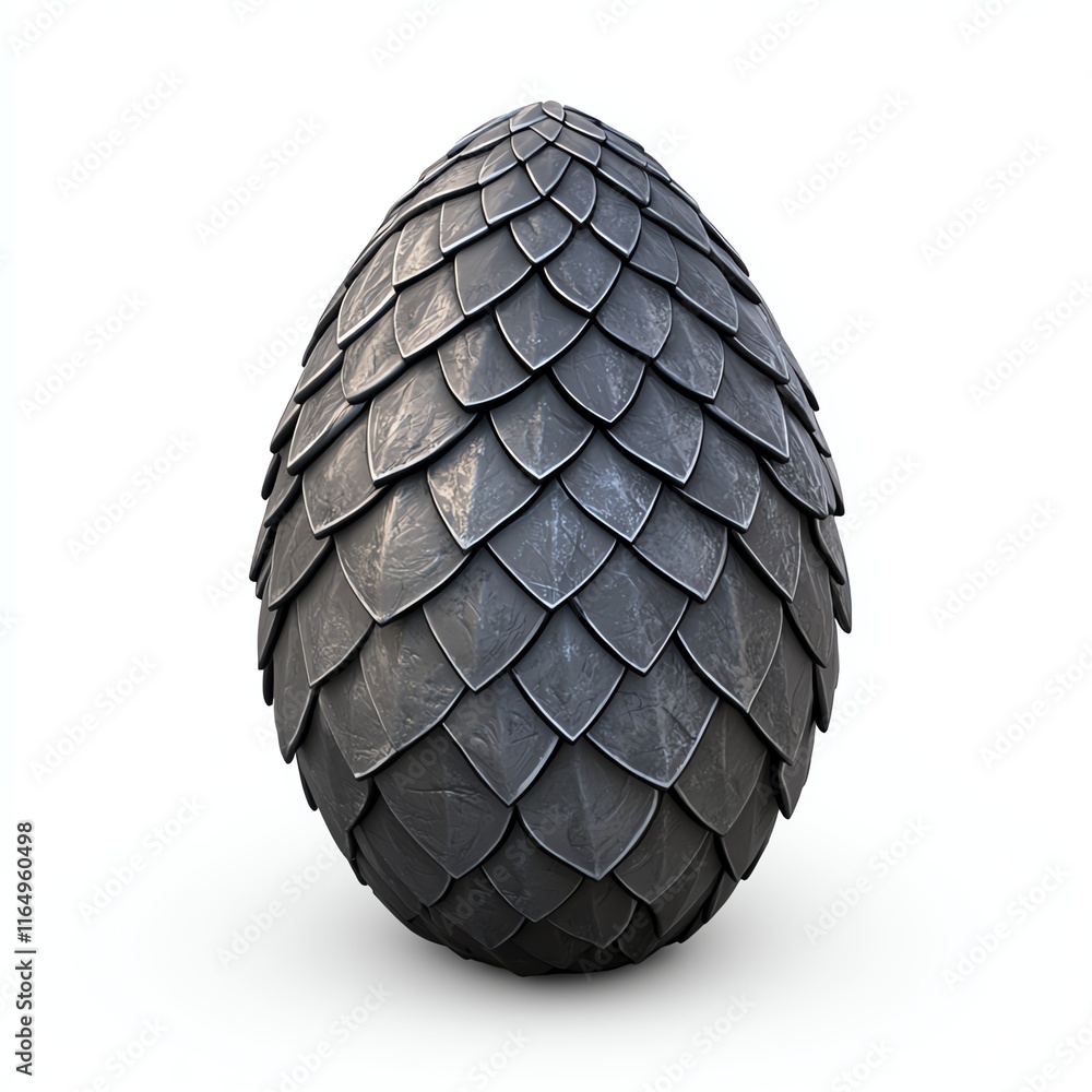 A textured, dark egg resembling dragon scales, showcasing a unique design that adds a mystical element. A textured, dark egg resembling dragon scales, showcasing a unique design that adds a mystical element.
