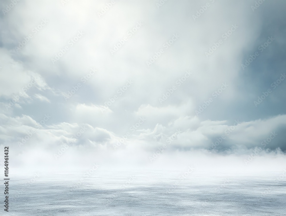 A serene winter landscape with a cloudy sky and a smooth, icy surface. A serene winter landscape with a cloudy sky and a smooth, icy surface.