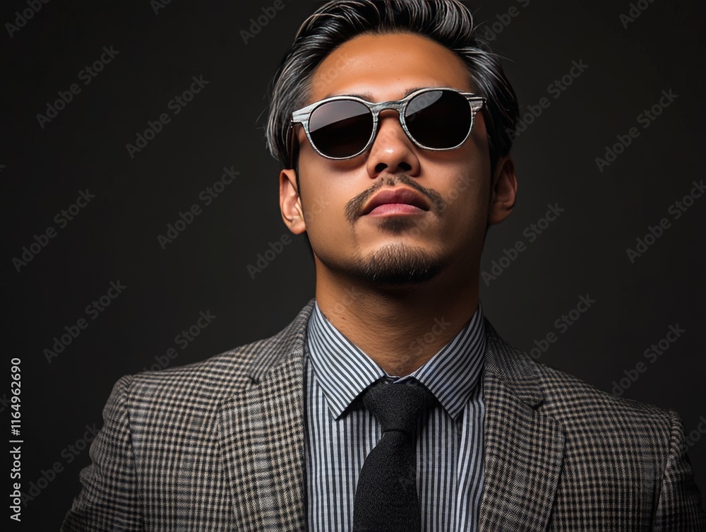 A stylish man in sunglasses and a checkered suit, exuding confidence and sophistication. A stylish man in sunglasses and a checkered suit, exuding confidence and sophistication.
