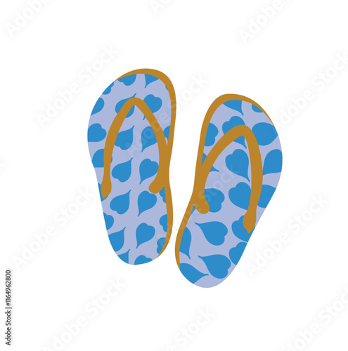 Blue flip flops.