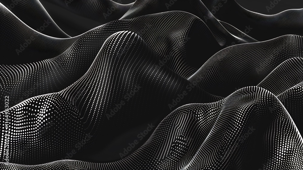 Naklejka premium Abstract Dark Waveform: Monochromatic Digital Landscape