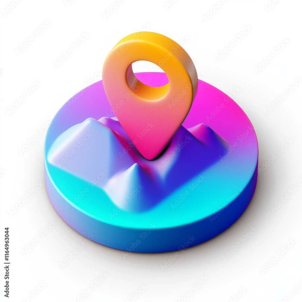 Vibrant 3D Location Icon: A Modern Graphic Design Vibrant 3D Location Icon: A Modern Graphic Design
