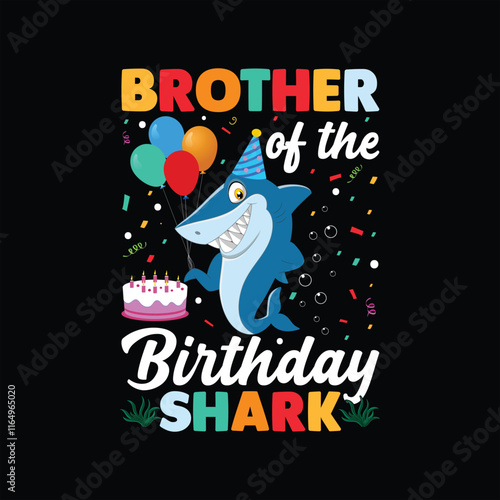 Birthday Shark T-Shirt Design Vector