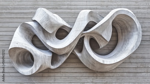 Abstract White Sculpture on a Wood Panel