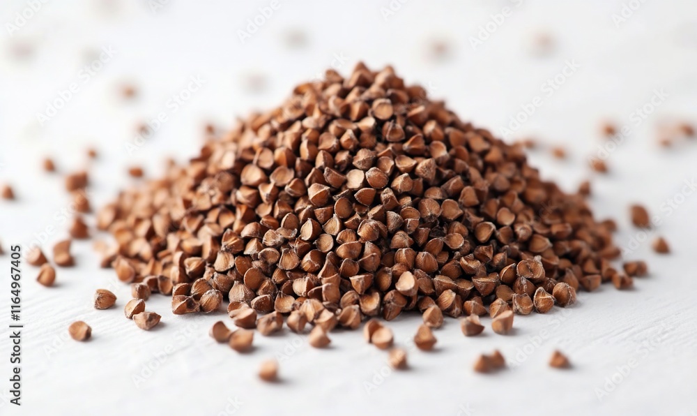 Heap of raw buckwheat groats on white background. Heap of raw buckwheat groats on white background.