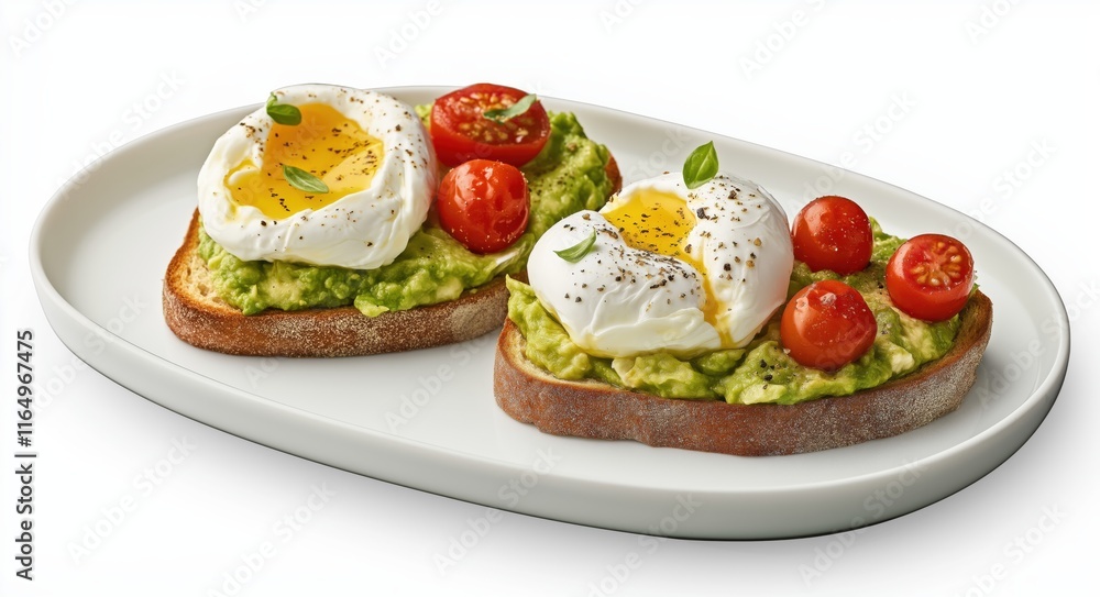 Poached Egg and Avocado Toast with Cherry Tomatoes Poached Egg and Avocado Toast with Cherry Tomatoes