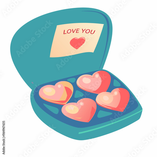 Valentine's day chocolate hearts gift box romantic gesture sweet treats indoor close-up love concept