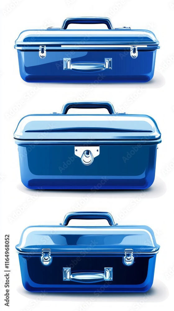 Three Elegant Blue Metal Tool Cases Three Elegant Blue Metal Tool Cases