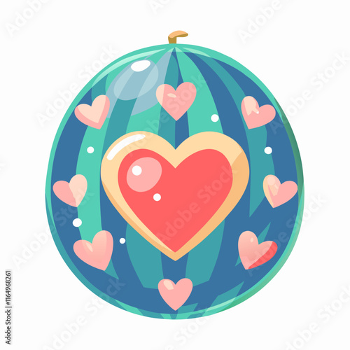 Valentine's heart-shaped watermelon art kitchen digital illustration playful setting whimsical concept