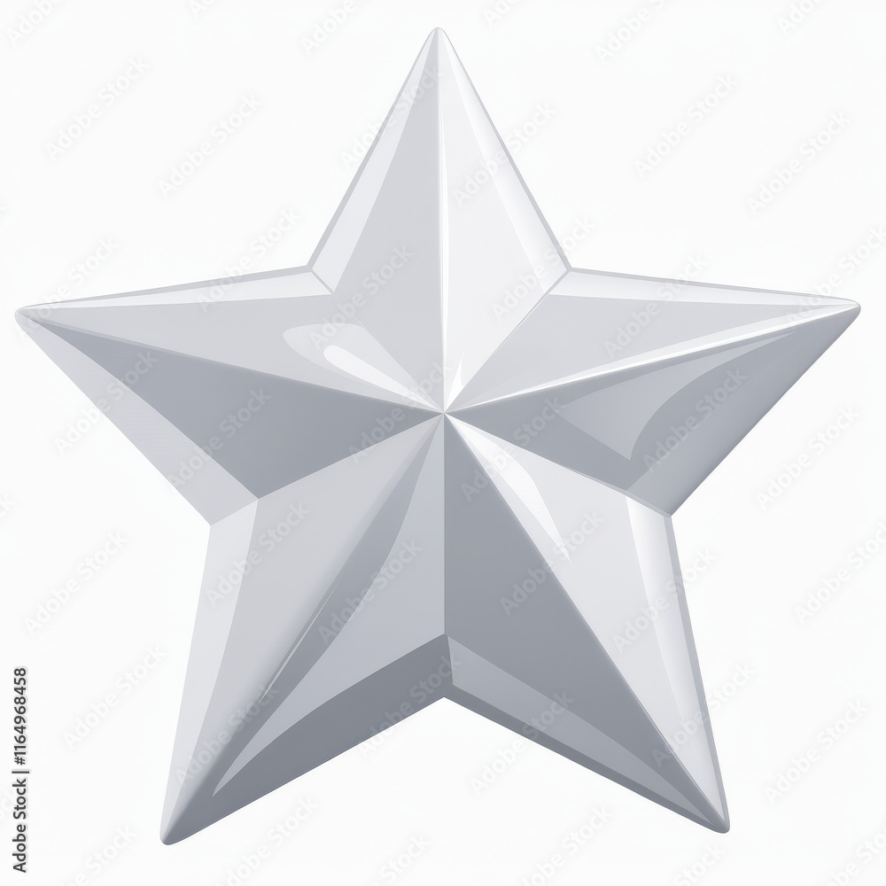 Minimalist 3d silver star on a clean white background Minimalist 3d silver star on a clean white background
