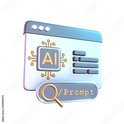 Artificial Intelligence Interface Prompt 3D Icon Design