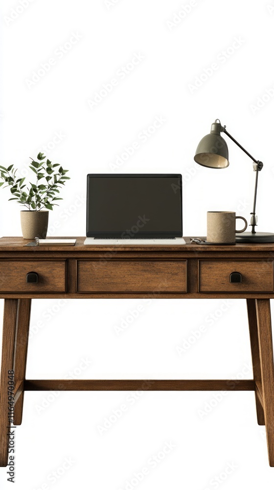 Rustic Wooden Desk with Laptop and Lamp - Modern Home Office Design Rustic Wooden Desk with Laptop and Lamp - Modern Home Office Design