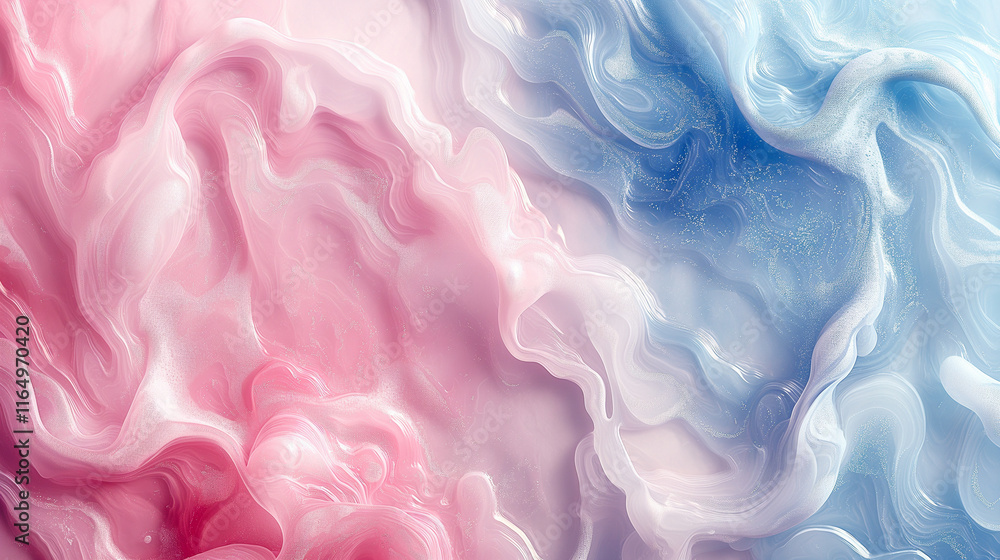 Fototapeta premium Abstract pink and blue swirling fluid texture.