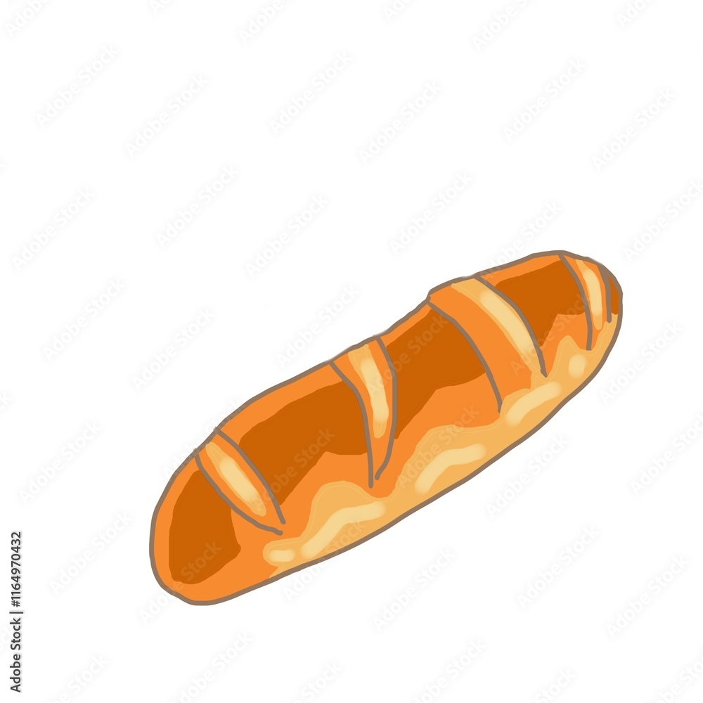 Baguette Bread, look brownie in white background Baguette Bread, look brownie in white background