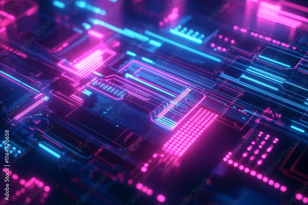 Abstract Background of Glowing Neon Lines and Geometric Tech Patterns Abstract Background of Glowing Neon Lines and Geometric Tech Patterns