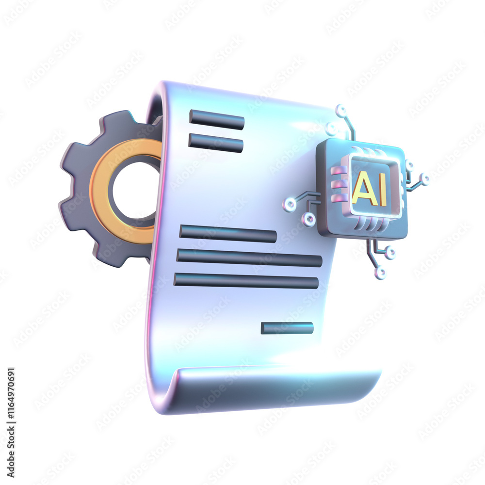 Fototapeta premium 3D Icon Design of AI-Enhanced File