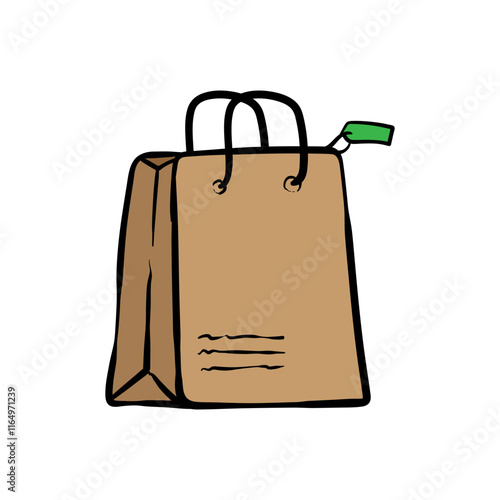 Hand drawn shopping bag illustration isolated. Suitable for presentation, web, graphic design needs 