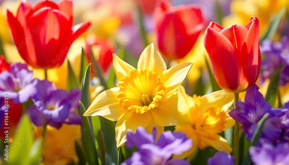 Vibrant Spring Blooms: A Symphony of Tulips and Daffodils Vibrant Spring Blooms: A Symphony of Tulips and Daffodils