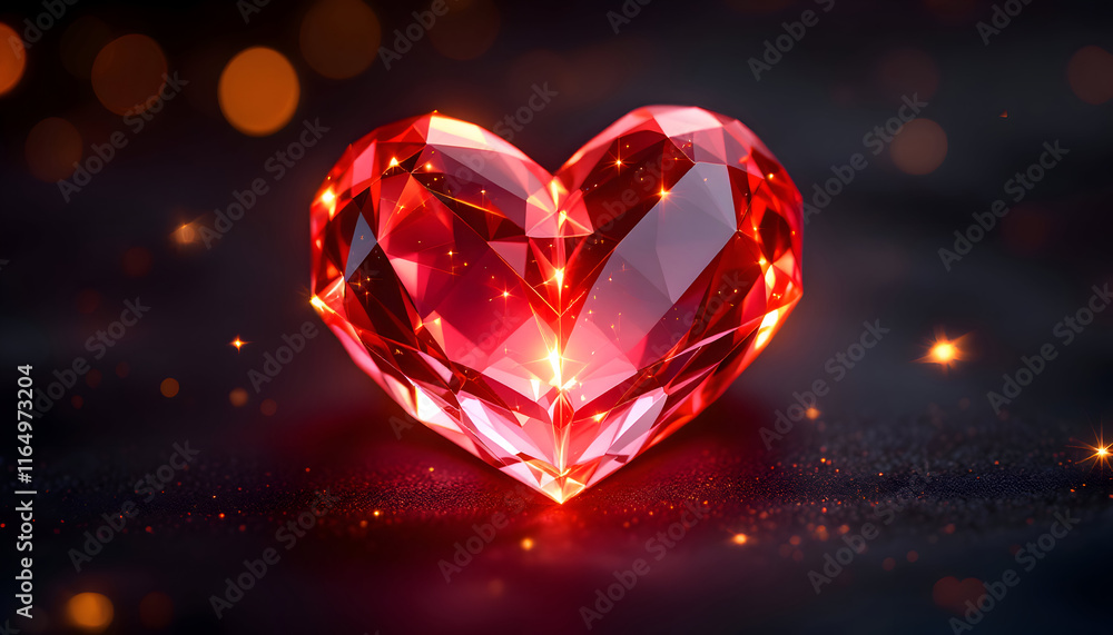 Radiant Red Gem Heart: A Dazzling Facet-Cut Jewel Radiant Red Gem Heart: A Dazzling Facet-Cut Jewel