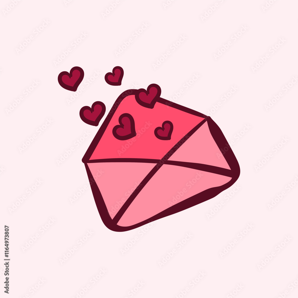 Hand drawn illustration of an envelope with a heart. Suitable for valentine event, presentation, graphic design Hand drawn illustration of an envelope with a heart. Suitable for valentine event, presentation, graphic design