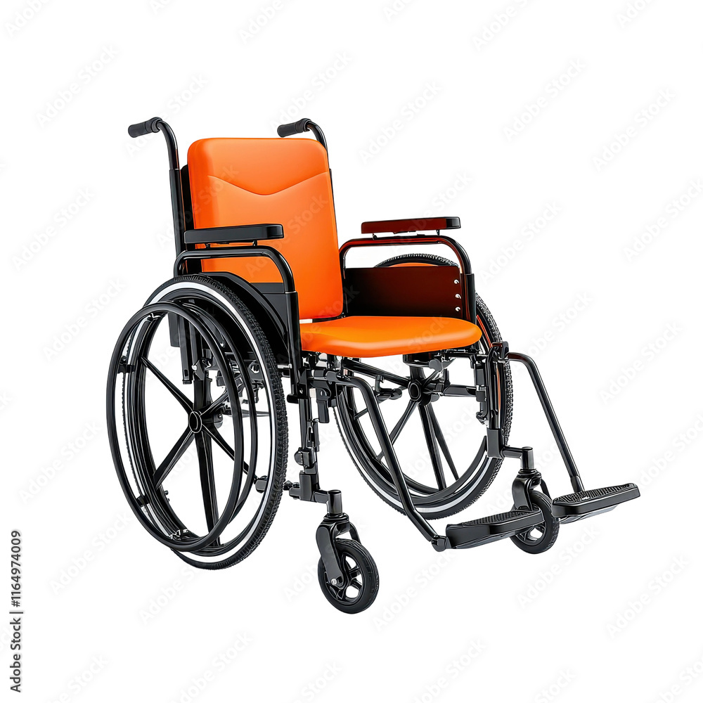 Fototapeta premium Modern Ergonomic Orange and Black Wheelchair Design