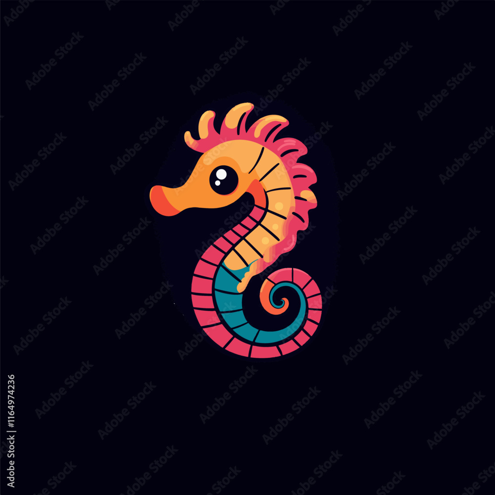 Obraz premium illustration of a seahorse, capturing its graceful curves and elegant form