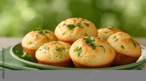 Delicious Herb Muffins Baked Fresh From Oven photo