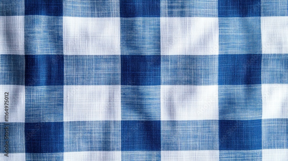 Gingham-Patterned Placemat Fabric in Blue Tones, Isolated on a White Background for Stylish Table Settings Gingham-Patterned Placemat Fabric in Blue Tones, Isolated on a White Background for Stylish Table Settings