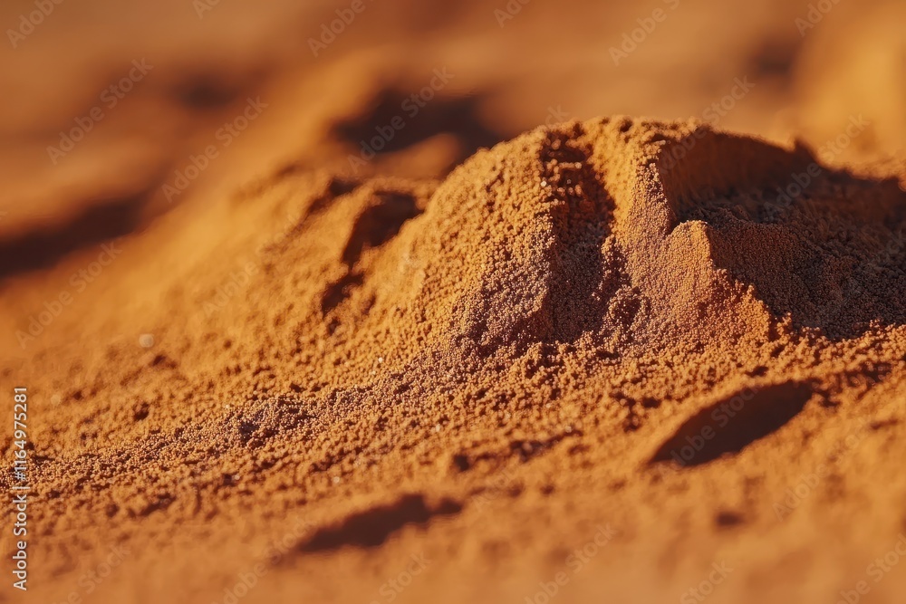 Close-up of rich, red desert sand; texture shows fine grains. Perfect for illustrating arid landscapes, textures, or nature themes. Close-up of rich, red desert sand; texture shows fine grains. Perfect for illustrating arid landscapes, textures, or nature themes.