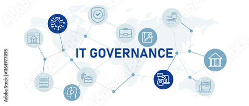 IT Governance illustration icon set information technology management accountability policy digital administration by company