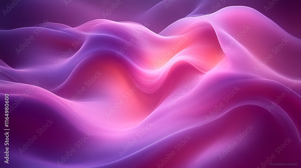 Obraz premium Abstract Pink and Purple Wavy Landscape
