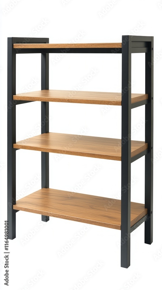 Modern Wooden Bookshelf with Black Metal Frame - Simple and Stylish Storage Solution Modern Wooden Bookshelf with Black Metal Frame - Simple and Stylish Storage Solution