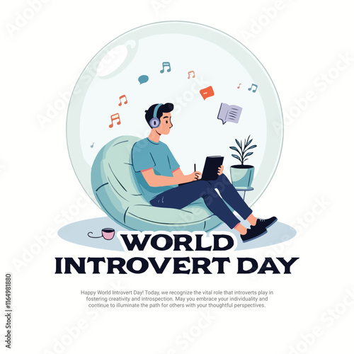 World Introvert Day on January 2nd social media post banner template