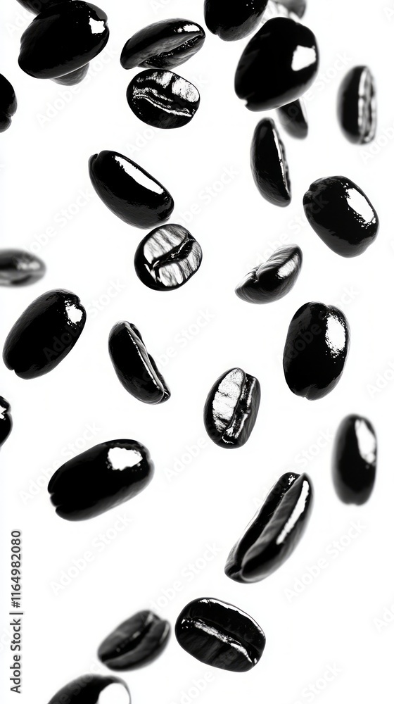 Coffee Beans Falling in Slow Motion - High Quality Image