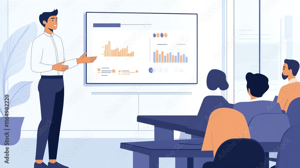 Business presentation in modern office setting. Business presentation in modern office setting.