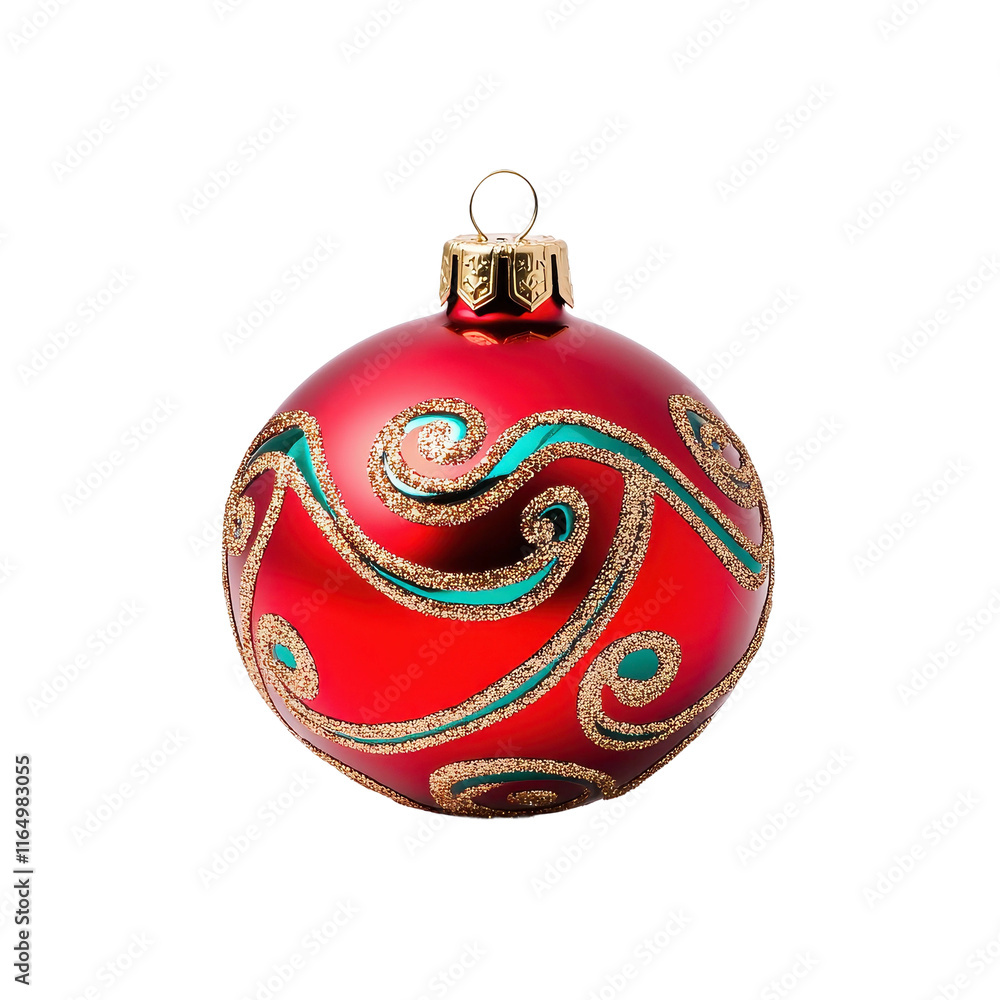 Red Christmas Ornament with Gold Swirls Design Red Christmas Ornament with Gold Swirls Design