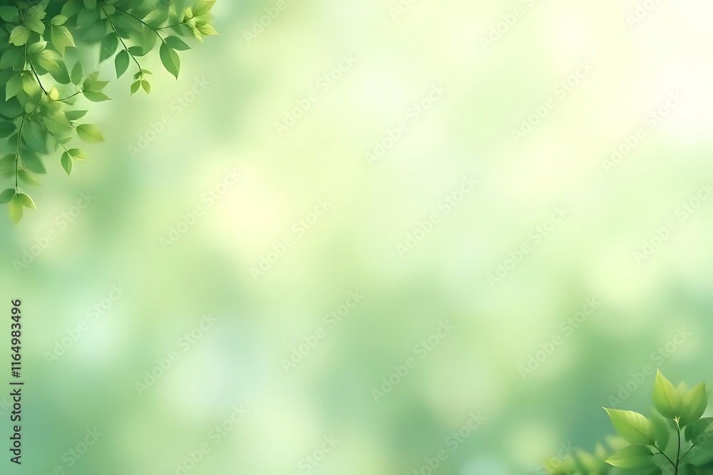 Fresh Spring Green Leaves Border with Soft Bokeh Background, Natural Frame, Eco-friendly Nature Backdrop for Environmental Themes and Wellness Designs Fresh Spring Green Leaves Border with Soft Bokeh Background, Natural Frame, Eco-friendly Nature Backdrop for Environmental Themes and Wellness Designs