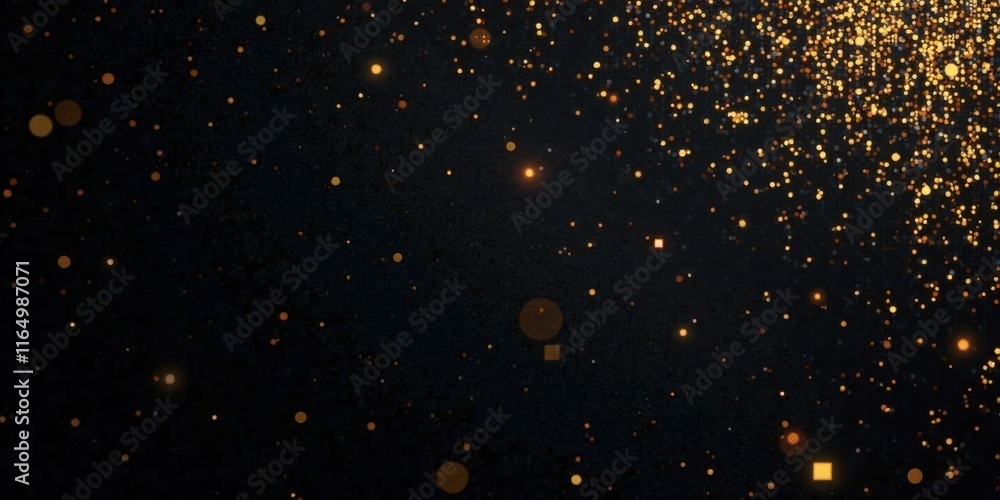 Abstract Background of Shimmering Golden Particles on Dark Background Abstract Background of Shimmering Golden Particles on Dark Background