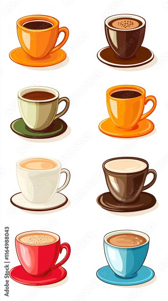 Various Coffee Cups in Vibrant Colors Various Coffee Cups in Vibrant Colors