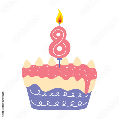 birthday cake candle number eight