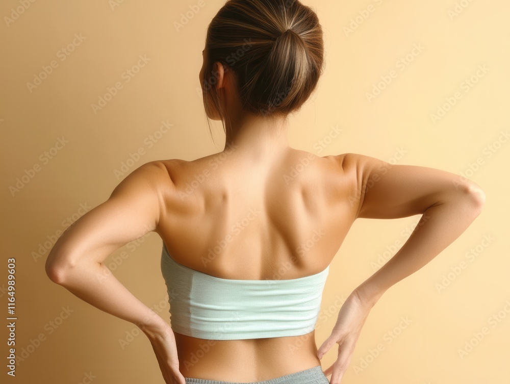 Obraz premium A confident young woman showcasing her fit physique, symbolizing healthy eating and an active lifestyle for achieving wellness and weight loss.
