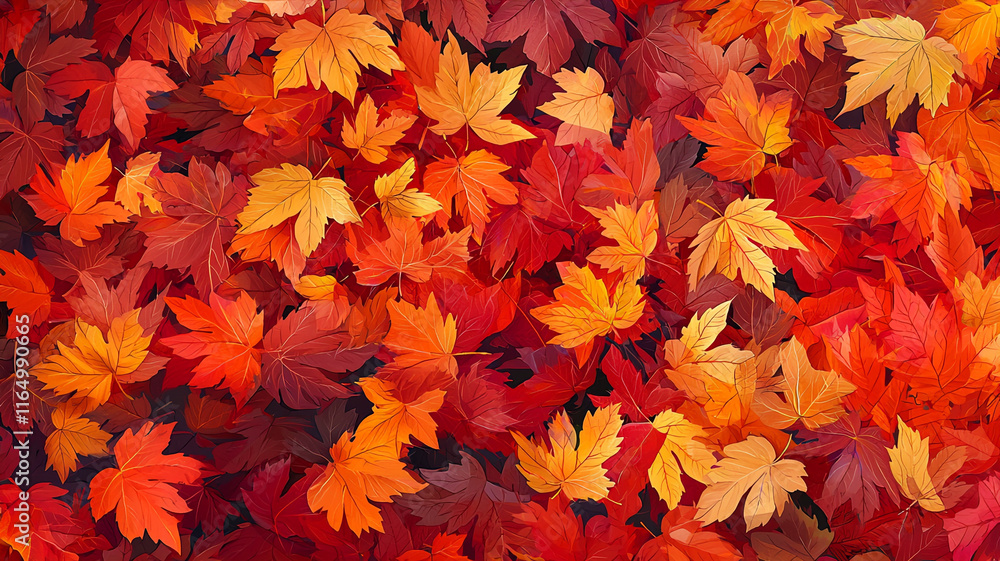 Autumn Maple Leaves Background Red Orange Fall Foliage Texture Autumn Maple Leaves Background Red Orange Fall Foliage Texture