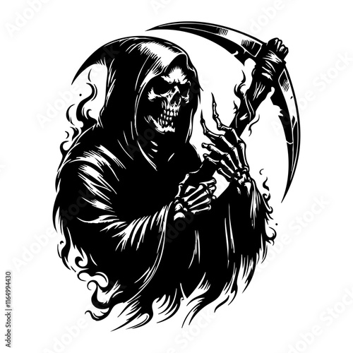 Grim Reaper Silhouette Vector Illustration