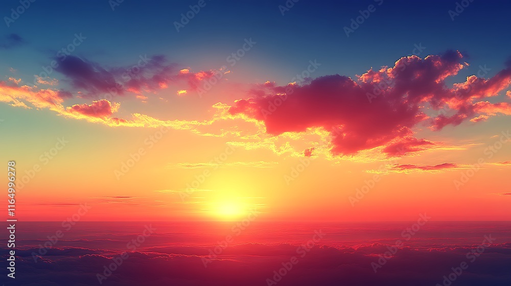 Fototapeta premium Vibrant Sunset Sky Above a Sea of Clouds