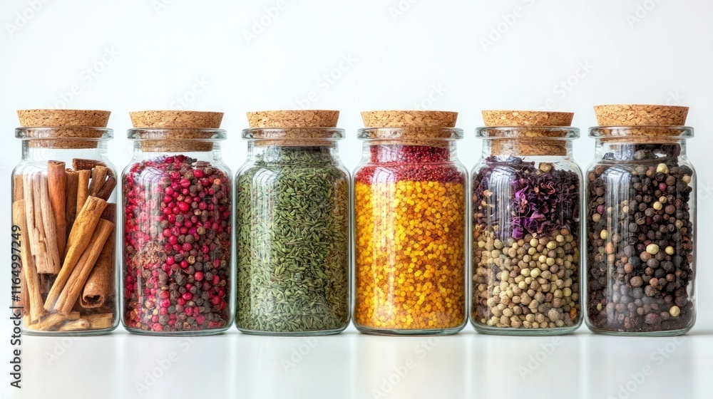 Assortment of Spices in Glass Jars Assortment of Spices in Glass Jars